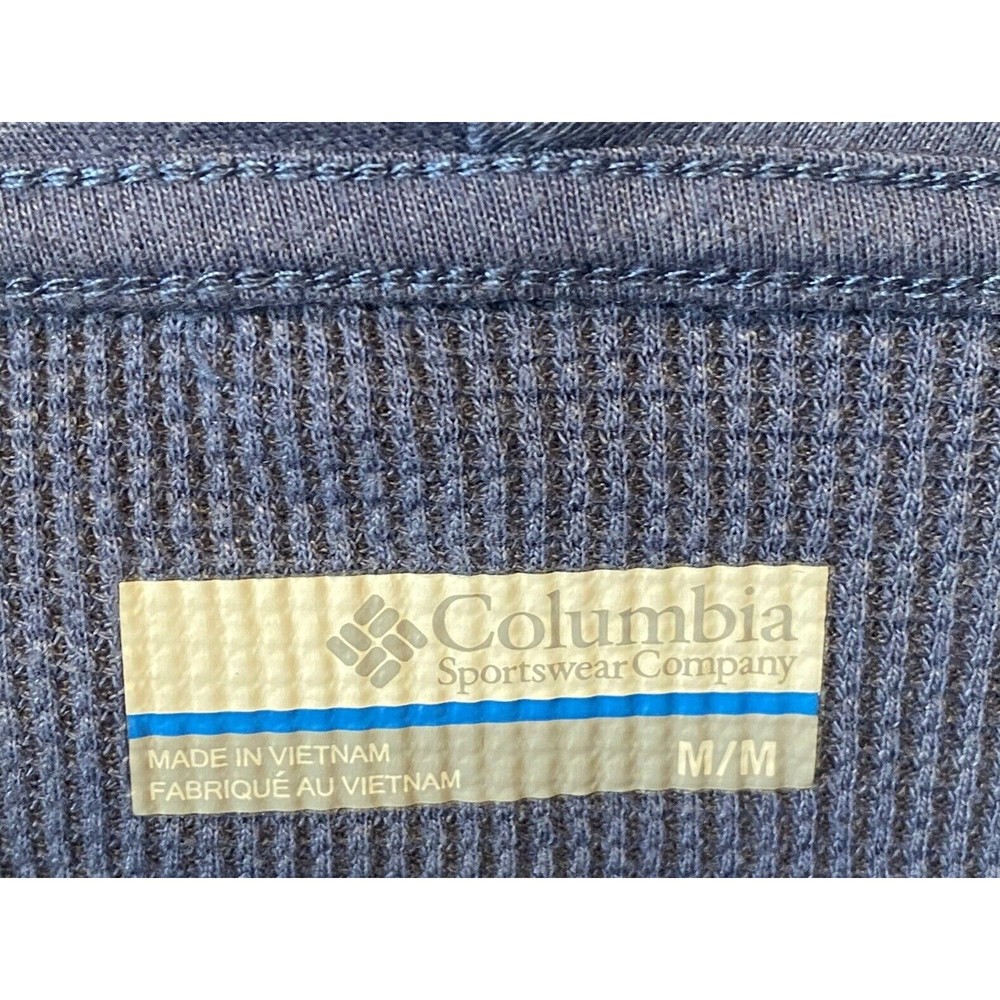 Columbia Women's Sz Medium Blue Cotton Blend Cowl NeckTunic Shirt Waffle Thermal - Picture 5 of 8